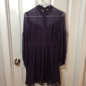 Purple high neck lace dress with pretty details!